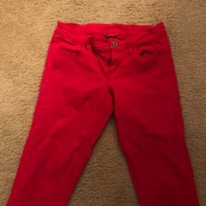 Red skinny stretch jean